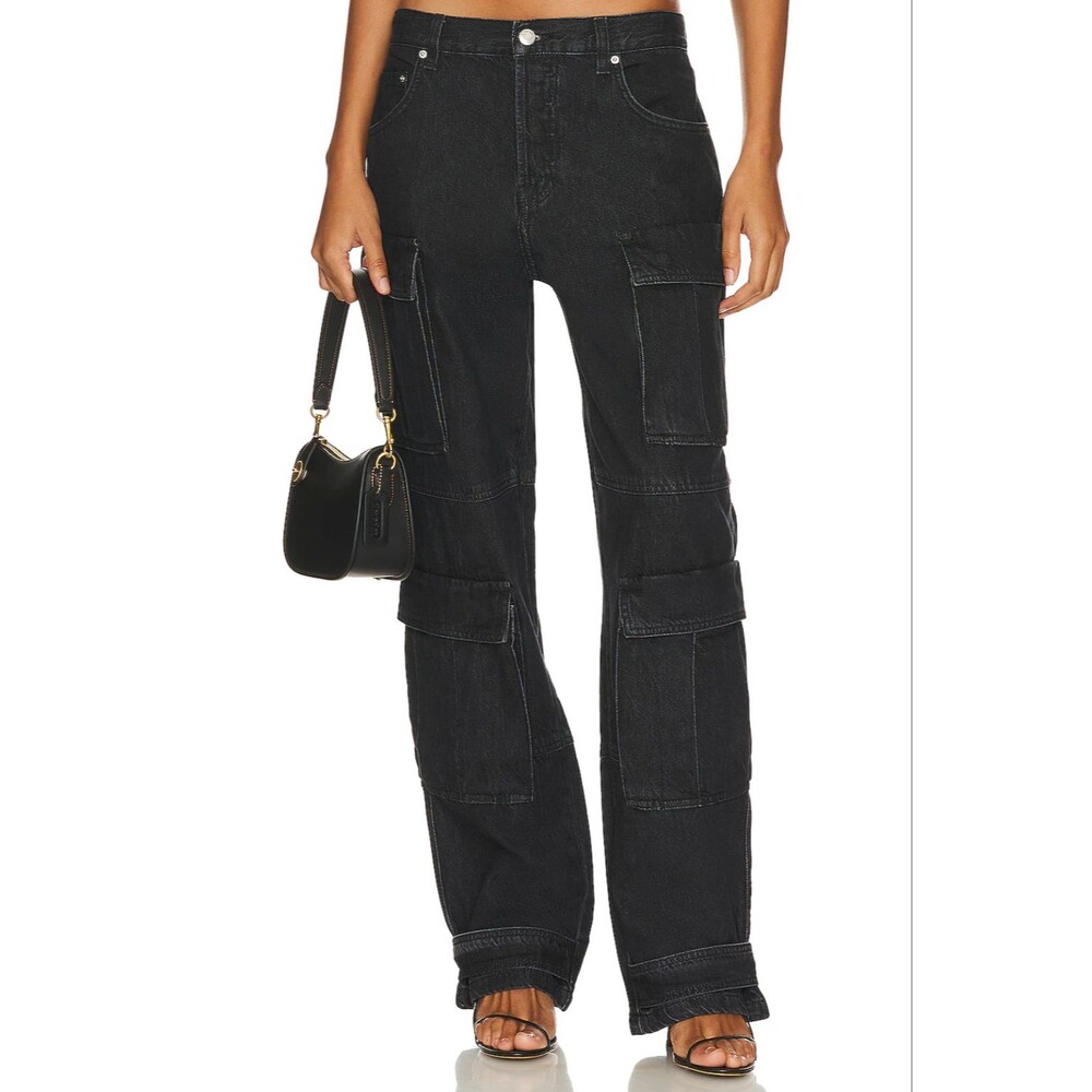 GRLFRND The Lex Cargo Jeans Size 24 black South point cotton low rise denim